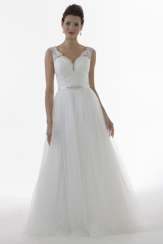 VN6899 - Venus Ivory Wedding Dress With Lace Straps Sweetheart Neckline And Tulle Skirt
