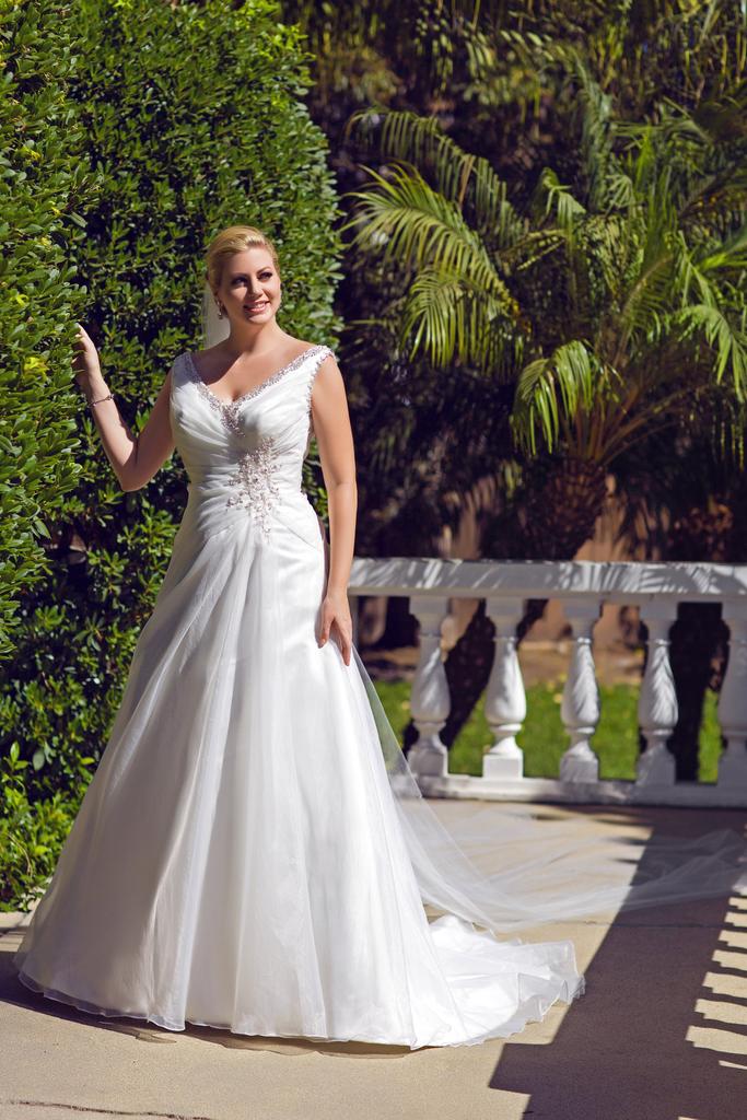 VW8695 - Venus Ivory Plus Size A-Line Wedding Gown With Beaded V-Neckline